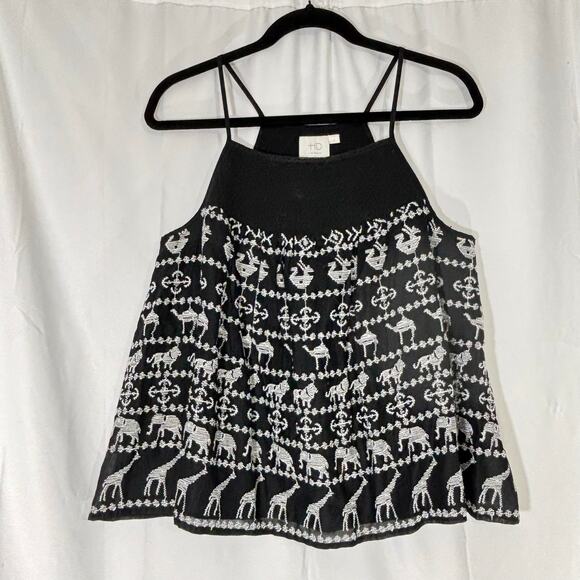Anthropologie HD in Paris Savane Animal Embroidered Tank Top Medium Boho - Picture 4 of 5